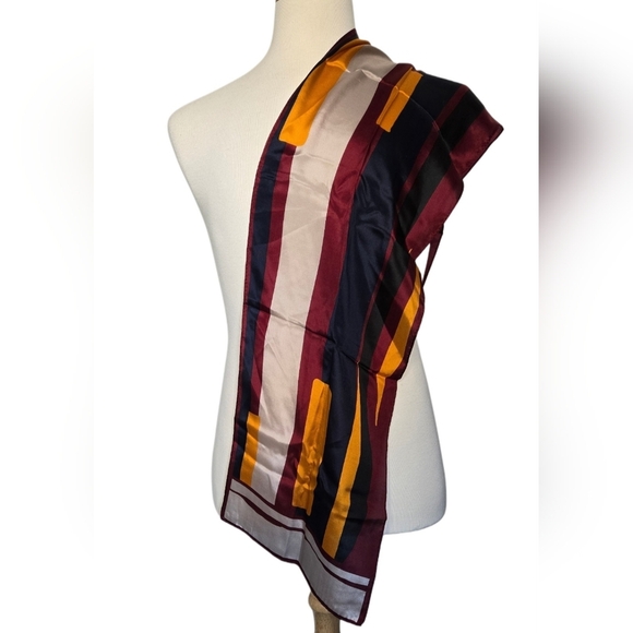 Monique Martin Vintage Red Blue Yellow Scarf 54" X 11" - Picture 2 of 5